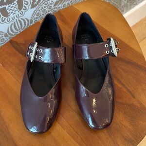 ZARA Burgundy Buckle Mary Janes 37 6.5 7